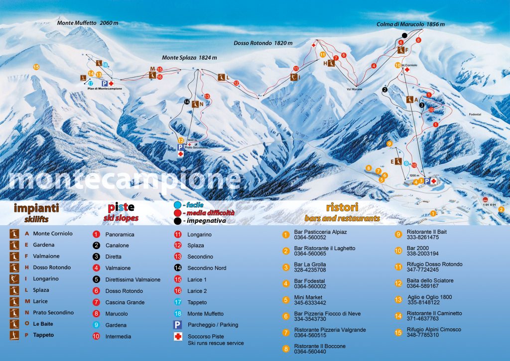 Mappa impianti sciistici Montecampione - 2020